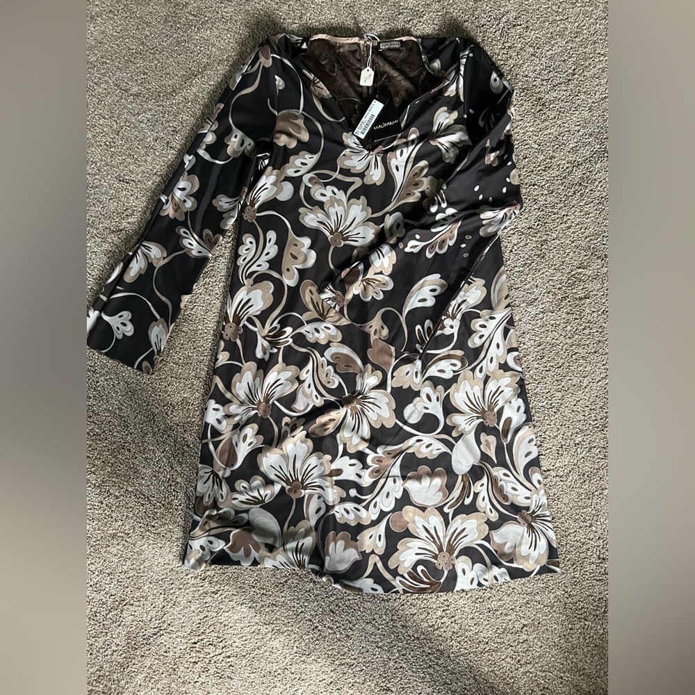 Maliparmi Long Bell Sleeve Floral Shift Dress